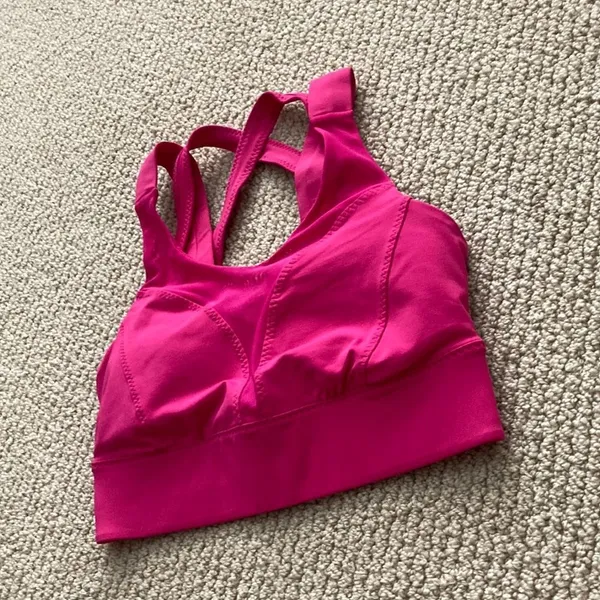 NEW LULULEMON Oxygen Bra Long Line Raspberry Pink Size 4 High Support Mesh NWOT - Image 7