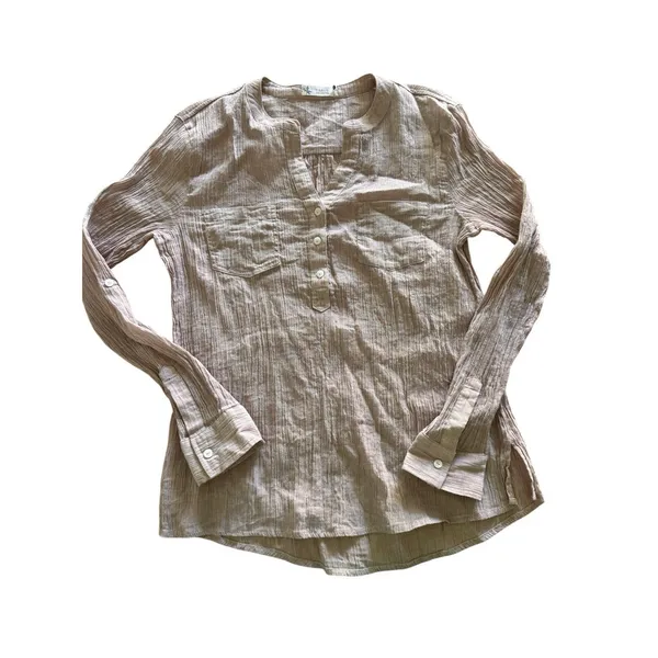 Carve Designs Dylan Gauze Popover Henley Organic Cotton Small Pink - Image 4