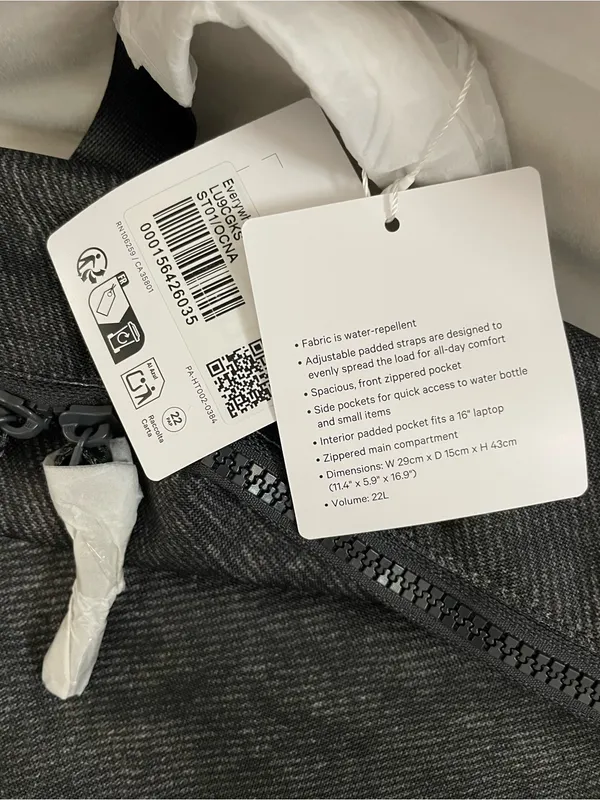 Lululemon NWT Everywhere Backpack 22L Stone Twill Graphite Grey Water Repellent - Image 10