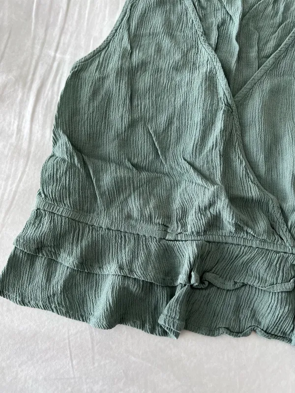 Sage Green Ruffle Detail Cropped Tank - Image 3