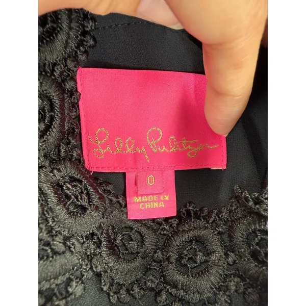 Lilly Pulitzer Harmon Shift Dress Onyx Black Lace High Neck 006345 Womens Size 0 - Image 3