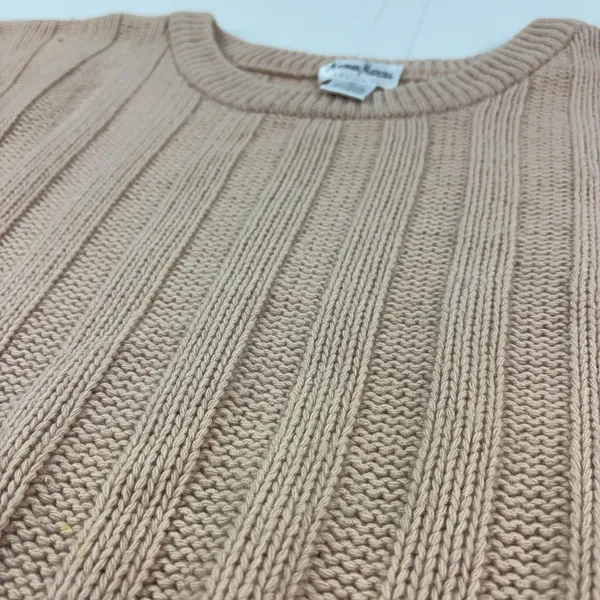 Vintage 80s Neiman Marcus Sweater Womens Large Pink Cashmere Ribbed Crew Neck - Image 3