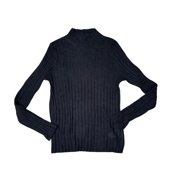 Madewell Mock Neck Sweater Women Large Black Excellent Ribbed Alpaca Blend Knit - Image 2