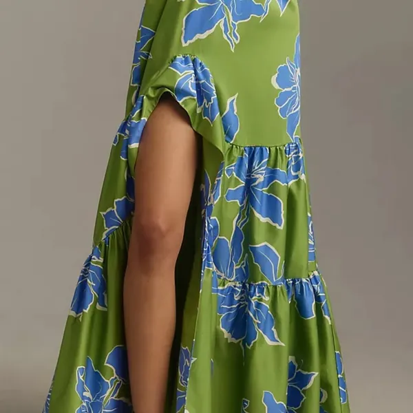 Anthropologie Hutch Floral Halter Maxi Dress NEW (green w/blue) - Image 5