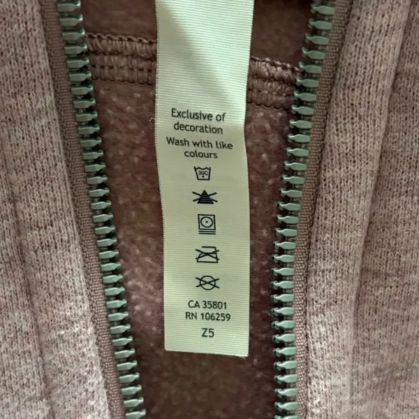 Lululemon Light Cotton Fleece Scuba Zip Hoodie Heathered Pink Size 2 - Image 7