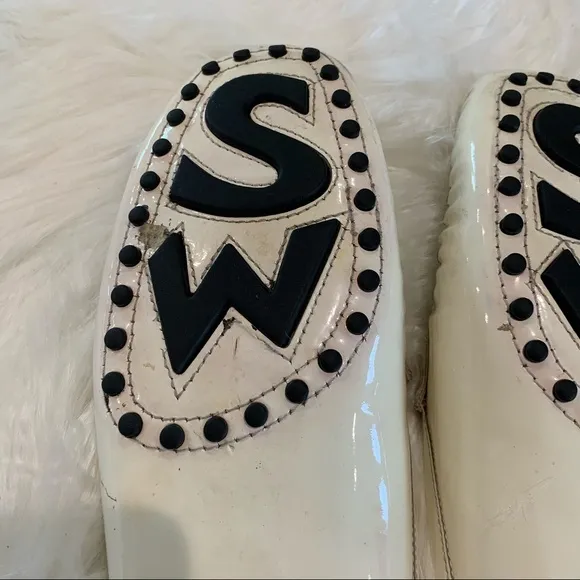 Stuart Weitzman white mules leather size‎ 10AA - Image 9