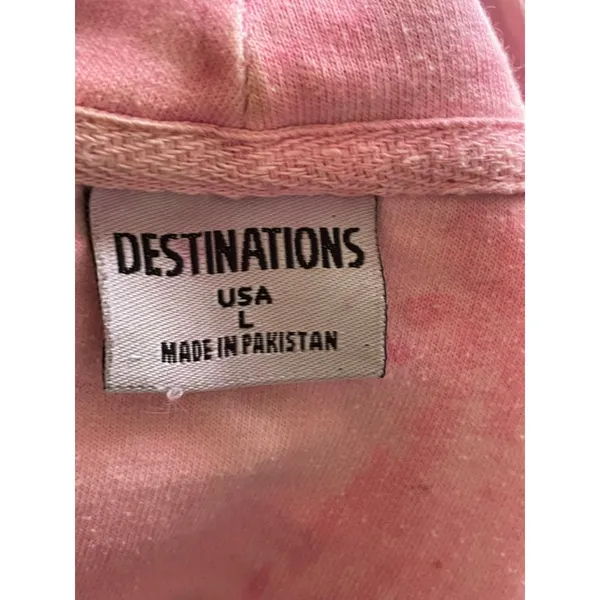 Women's Destinations Pink Gray Tie-Dye Aruba Hoodie L - Image 3