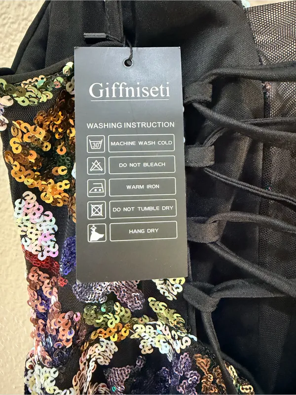 NWT Giffniseti Sequin Floral Mini Dress Size M Lace Up Back Party - Image 8