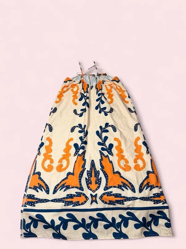 SHEIN Cream Maxi dress with Orange & Navy Floral Print - Image 2