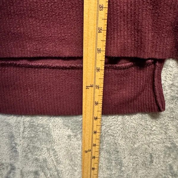 2098 | Aerie Oversized‎ High Low Viscose Blend Knit Pullover Burgundy Women M - Image 4