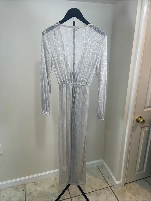 Charlotte Russe Metallic Silver Pleated Dress - Image 3