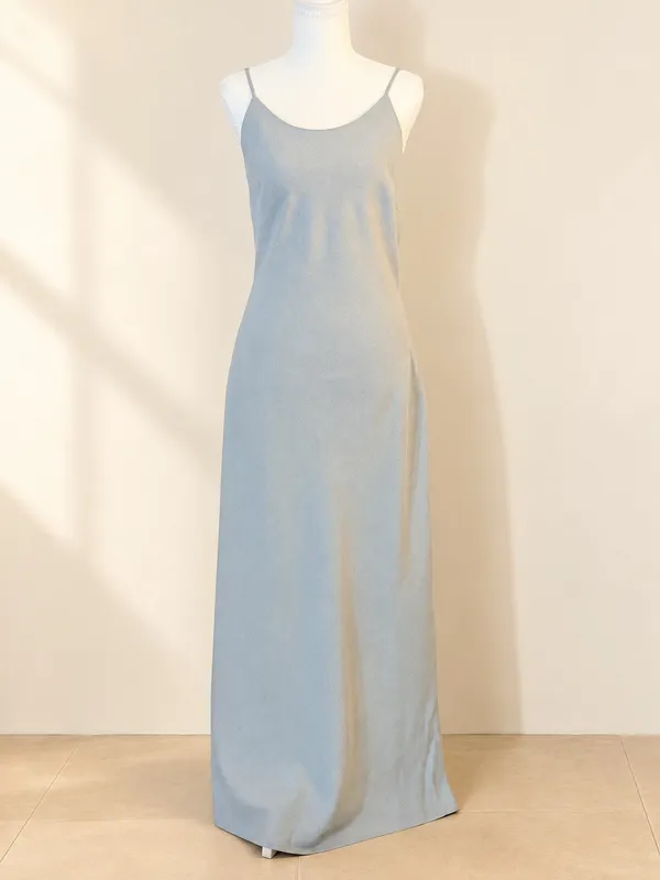 Vintage Alias 90s Silver Gray Maxi Slip Dress M - Image 2