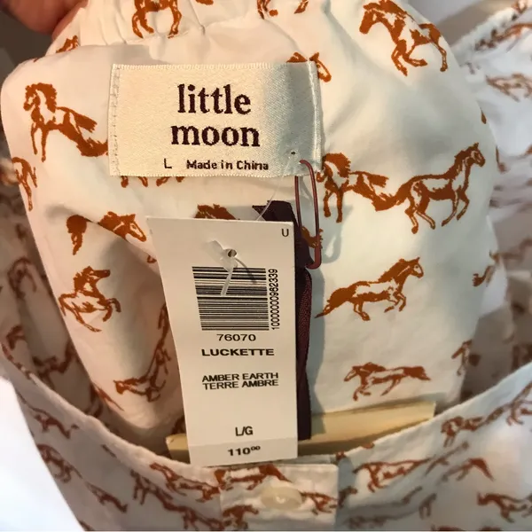 NWT Aritzia Little Moon Horse Print Puff Sleeve Square Neck Blouse L - Image 6