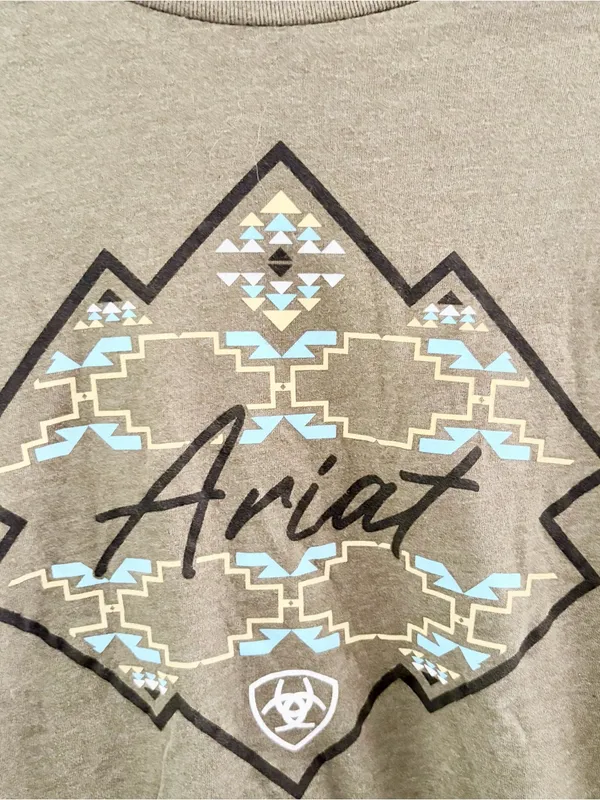Ariat Olive Short Sleeve Tee with Southwestern Geometric Logo - Image 2