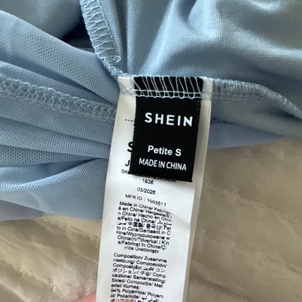 SHEIN Baby Blue Lace Mesh Cowl Neck Draped Maxi Dress - Image 5