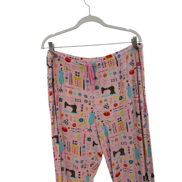 Nick & Nora Sewing Seamstress Novelty Print Modal Pajama Set Pink Size XL - Image 12
