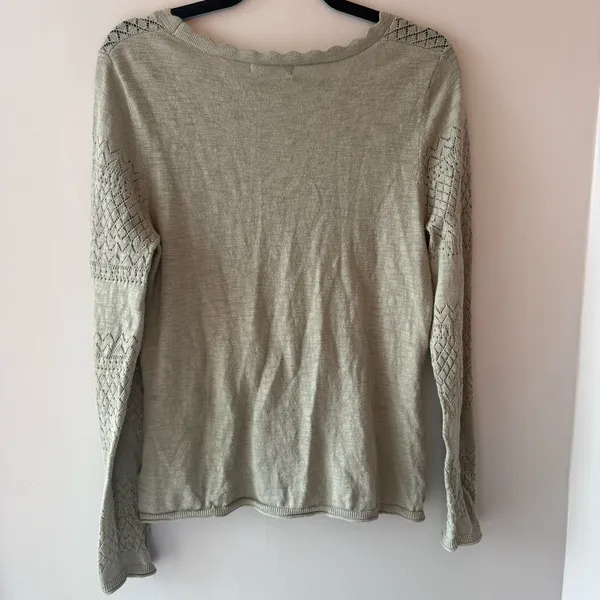 FRYE Green Openwork Button-Front Cardigan Sweater women’s Size Medium - Image 2