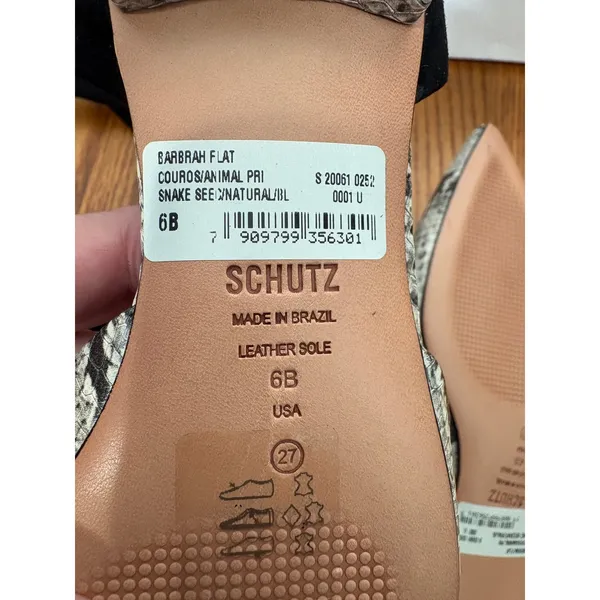 Schutz Barbrah Snake Print Leather Ankle Wrap Pointed Toe Flats Womens 6B NWT - Image 7