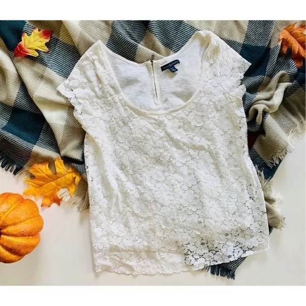 Womens American Eagle 2011 Lace Zipper Back Layered Top - Sz XS - Image 3