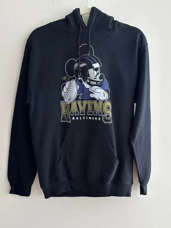 Junk Food Women’s Mickey Mouse Baltimore Ravens Black Hoodie, Size Small - Image 2