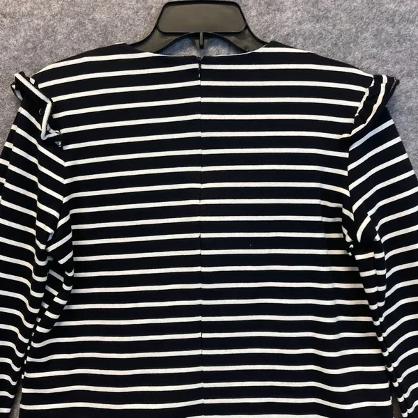 ENGLISH FACTORY Top Women's Small Black White Striped Ruffled‎ Trim Long Sleeve - Image 10