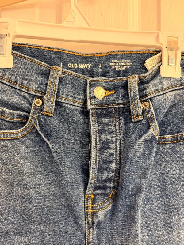 Old Navy Extra High Rise Sky-Hi Straight Jeans Size: 2 - Image 2