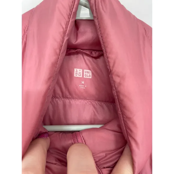 UNIQLO‎ Women Puffer Jacket Pink Lightweight Down Filled Full Zip Hooded Size M - Image 5