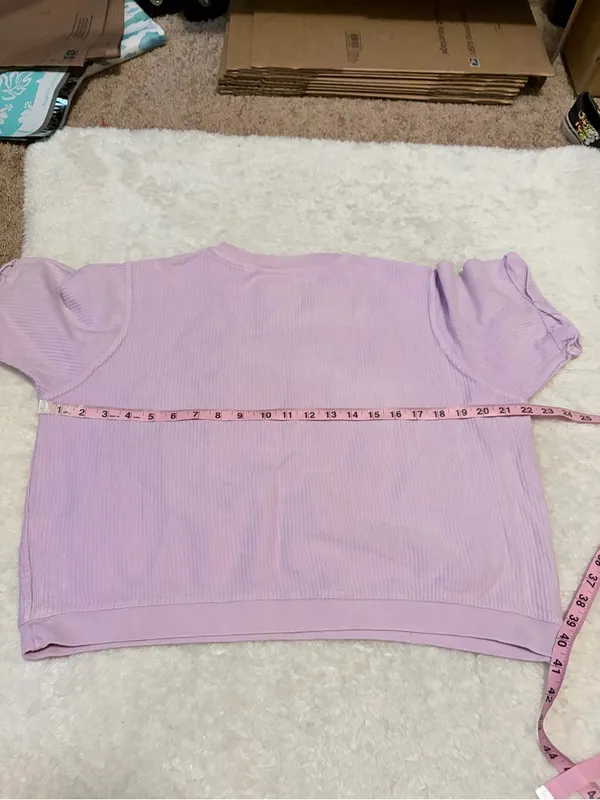 Pressbox medium Women's Lavender Ribbed "TEXAS" Short Sleeve Sweatshirt - Image 4