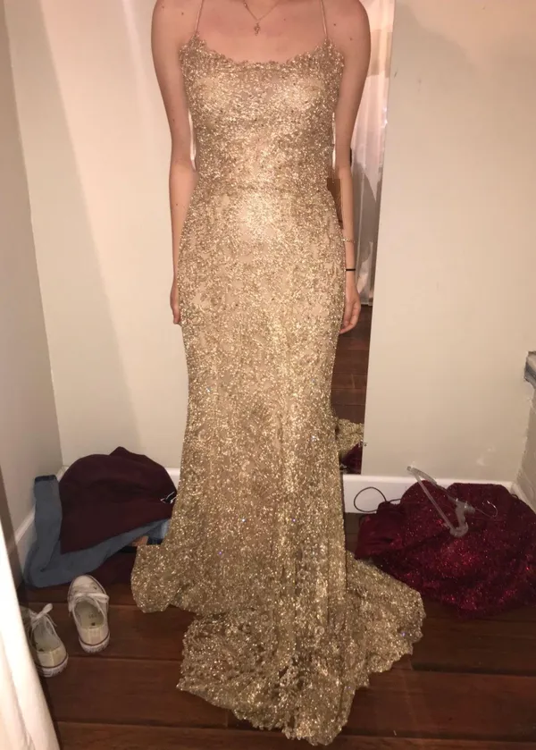 Amelia Couture Gold Mermaid Prom Dress - Image 3