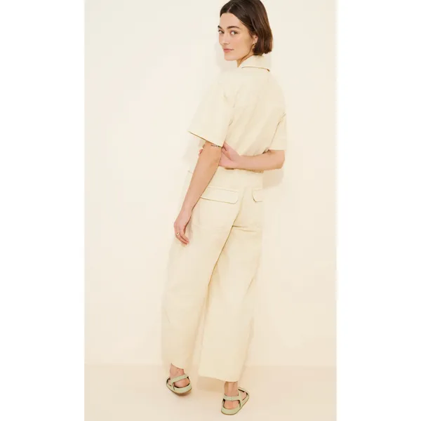 FREE PEOPLE Maxie Washed Coveralls in Ivory Size 6 - Image 4