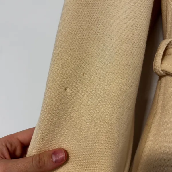 Jaeger London Vintage 100% Wool Trench Coat Cream Made in Great Britain Size 12 - Image 6
