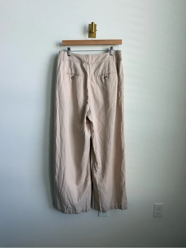Madewell The Harlow Wide Leg Pants Beige Linen Blend Sailor Waist Size 8 - Image 10