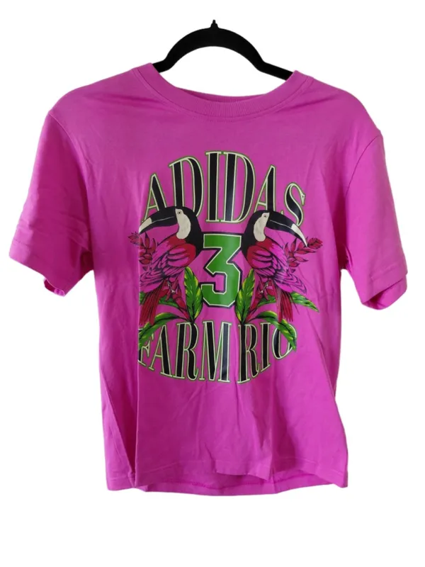 Adidas x Farm Rio Graphic Short Sleeve Tee, Size S Pink/Green NWT - Image 2