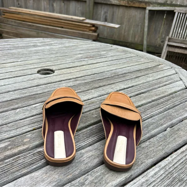 Franco Sarto Tan Brown Leather Duval Mule‎ Womens Slip On Mules Flats Size 7 - Image 6