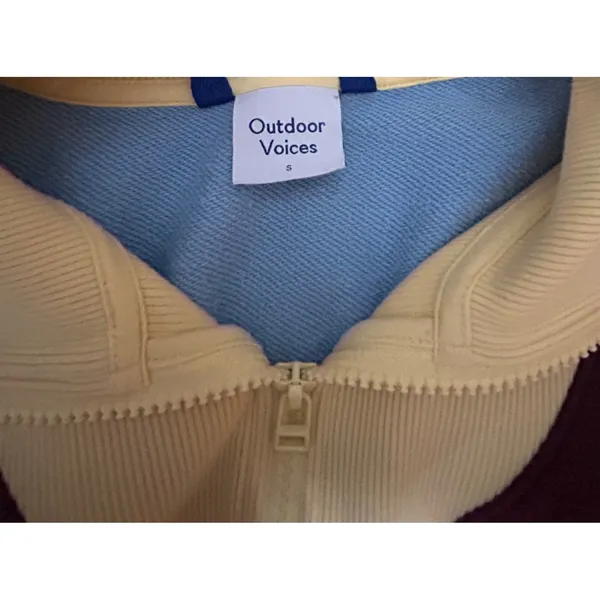 Outdoor Voices Pickup Colorblock Cropped Half-Zip Sweatshirt Small Cotton Terry - Image 5