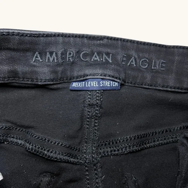American Eagle Next‎ Level Stretch Skinny Jeans Black Distressed Womens 6 - Image 4
