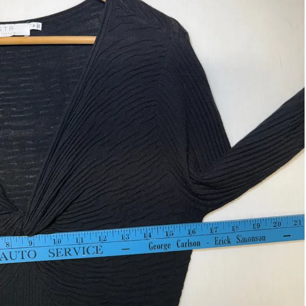 ASTR The Label Black Twist Front Ribbed Knit Long Sleeve‎ Midi Dress Medium - Image 7