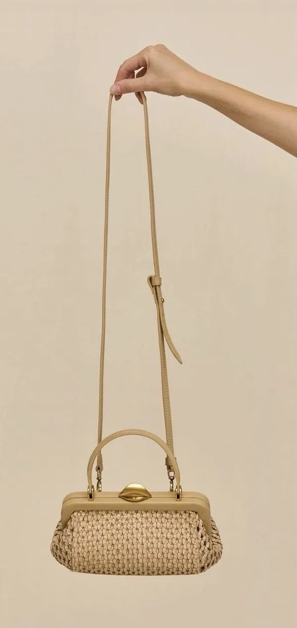 NEW | Cult Gaia Zuma Mini Woven Crossbody Tote Sand Top Handle Bag NWT $458 - Image 2