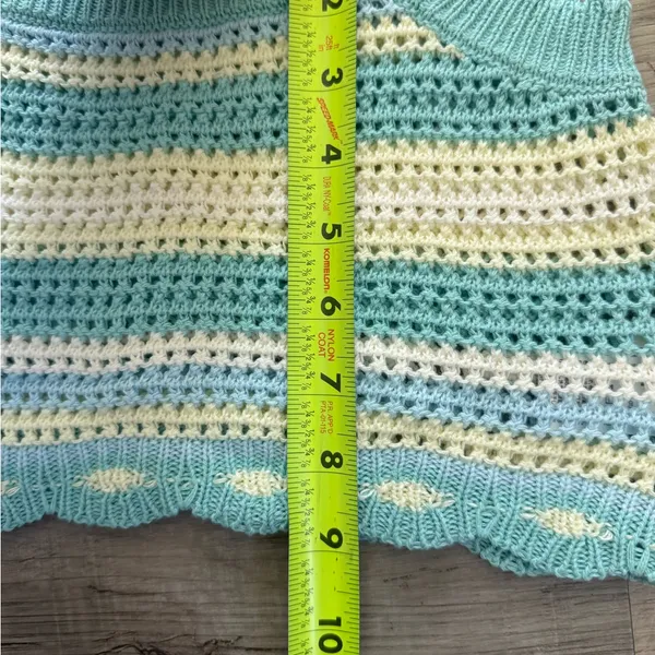 Crochet Knit‎ Camisole Top - Pastel Blue/Yellow - Image 4