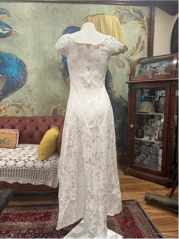 Vintage Scott McClintock Millennium 2000 Lace Maxi Dress 4 White Bridal Prom Y2K - Image 5