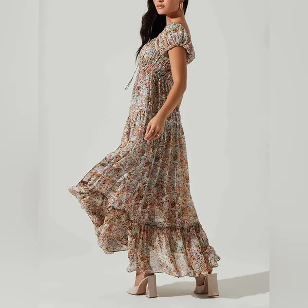 ASTR Roseline Maxi Dress in Blue Pink Multi Size Small NWT - Image 8