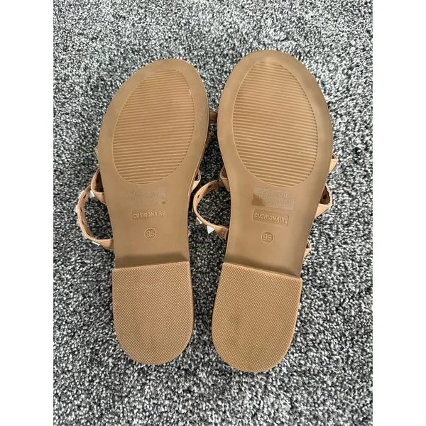 Cushionare Tonya Slide Sandals Womens 9.5 Tan/Camel Studded Triple Strap - Image 4
