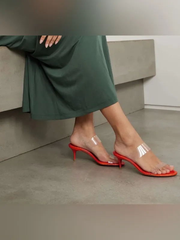 Christian Louboutin Just Nothing 55mm PVC Mules Patent Leather Pumps Size EU 38 - Image 2