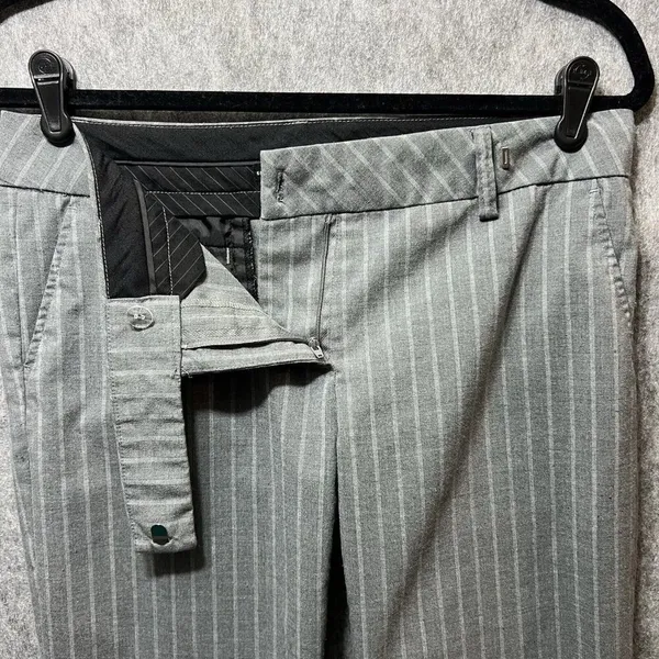 Y2K 90s Dress‎ Pants Medium Gray Pinstripe Wide Straight Leg Low Rise Be Cool - Image 5