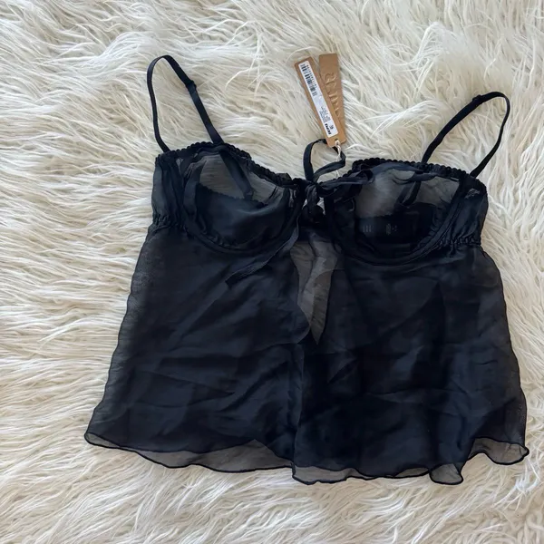 Skims Romance Babydoll Top Onyx Size Small - Image 6
