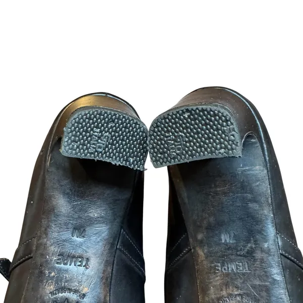 Brighton Shoes Womens Size 7 Brown Leather Studded Mule Kitten Heels Western - Image 5