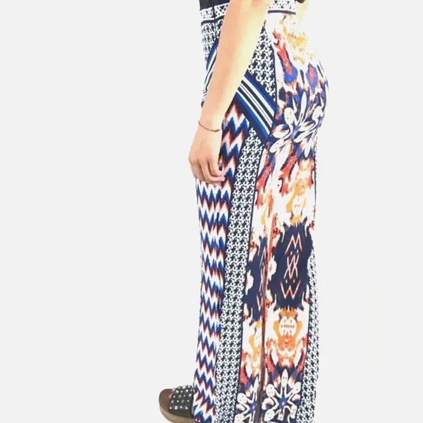 Jealous Tomato Boho Print Wide Leg High Rise Pants Womens Sz S Festival Tribal Aztec Patchwork - Image 7