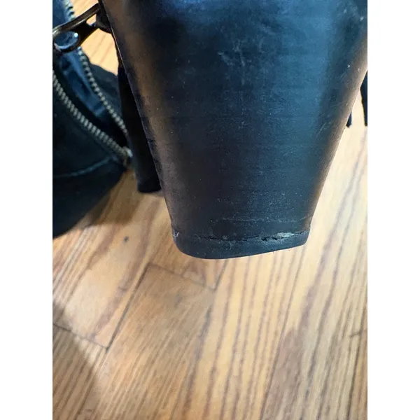 Sam Edelman Louie Black Suede Fringe Ankle Boots 6.5M Western Booties - Image 8