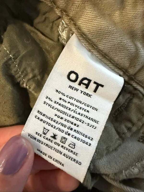 Oat New York wide leg olive green crop flat front pant 0/25 - Image 5