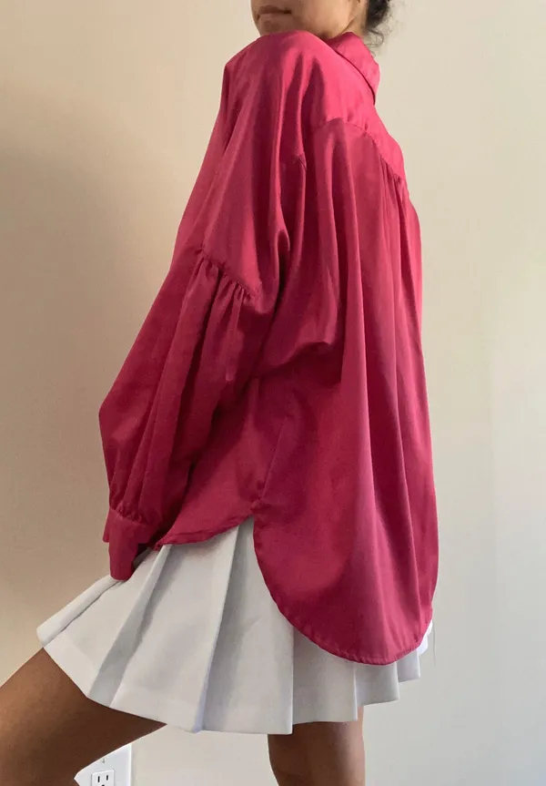 The Vintage Shop Pink Silk Vintage Blouse Button Down - Image 7